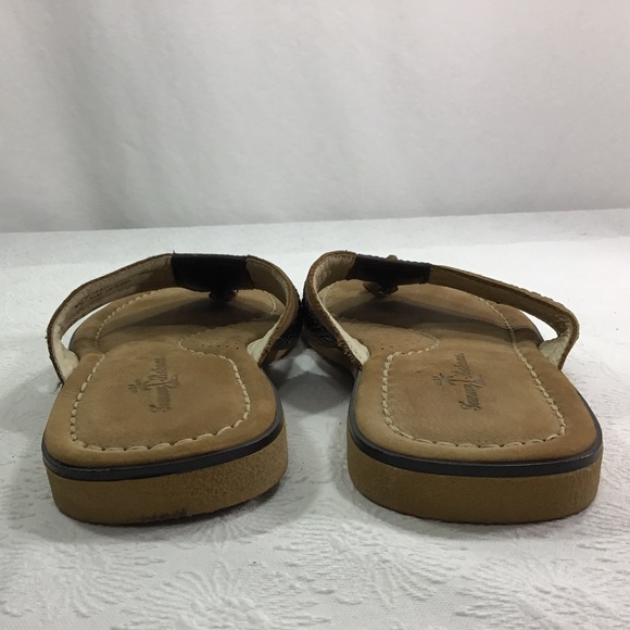 Tommy Bahama Men’s Anchored Brown/Tan Leather Flip Flops